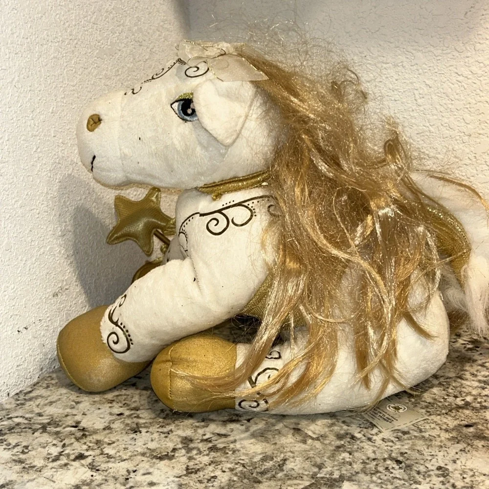 Build A Bear Workshop Enchanted‎ Horse Gold & White With Saddle, Wings & Wand P1